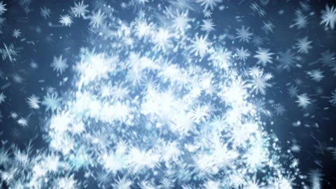 Growing New Year tree with falling snowflakes Stock Footage 141632770