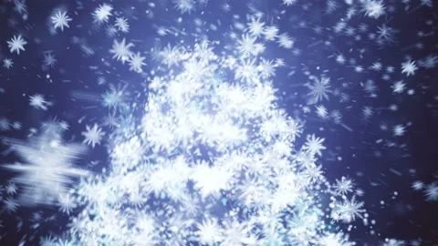 Growing New Year tree with falling snowflakes Stock Footage 141962697