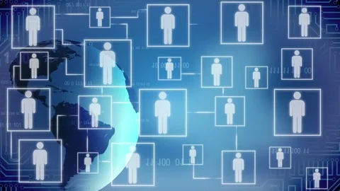 Growing number of social network users, Earth globe spinning on blue background Stock Footage 69211157