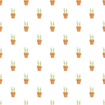 Growing onions in pots seamless pattern background イラスト素材