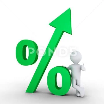 Growing percentage and a person Stock Illustration