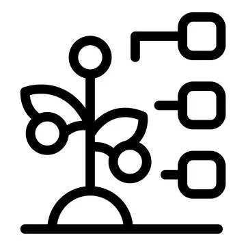 Growing plant connected to square boxes representing data collection Stock Illustration