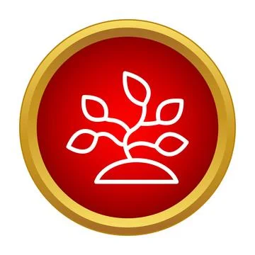 Growing plant icon on a red button concept Stock Illustration