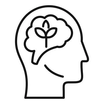 Growing plant inside human brain symbolizing new ideas and innovation Stock Illustration