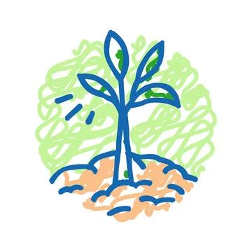 Growing plant progress icon doodle illustration Illustrazione stock
