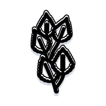 Growing plant stem with simple graphic leaves Stock Illustration