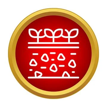 Growing plants in soil with gold ring icon 库存插图