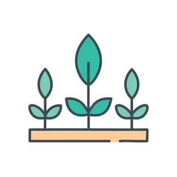 Growing plants. Three plants at different growth stages, symbolizing develo.. Stock Illustration