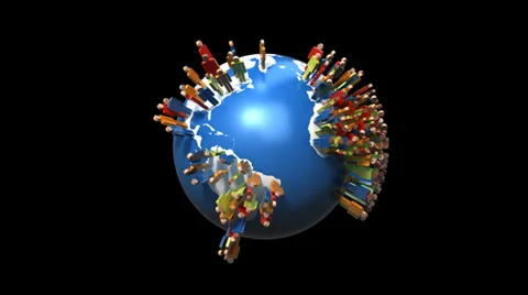 Growing Population with alpha channel Stock Footage 33830409