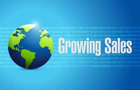 Growing sales binary globe background sign concept Stockillustratie