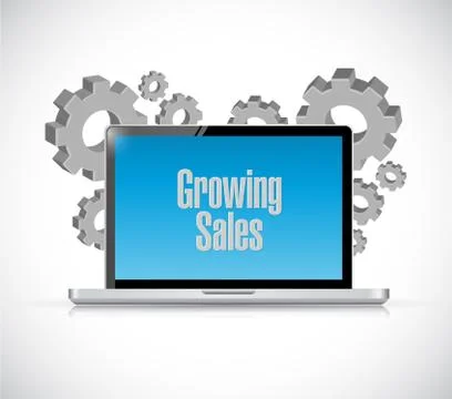 Growing sales computer sign concept Illustrazione stock