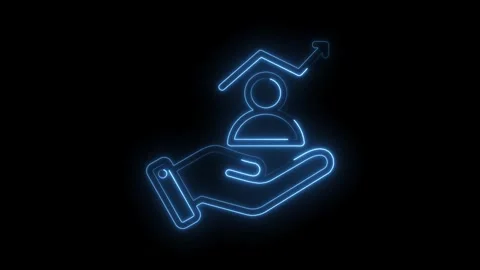 Growing sales with customer care support services neon animation on black b.. Stock Footage 345997384