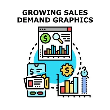 Growing sales demand analysis data graphics Stock Illustration