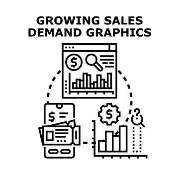 Growing sales demand analysis data graphics Stock Illustration