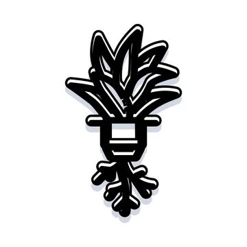 Growing seedling developing roots in pot icon イラスト素材