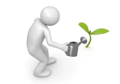 Growing sprout (3d isolated characters on white background series) Illustrazione stock