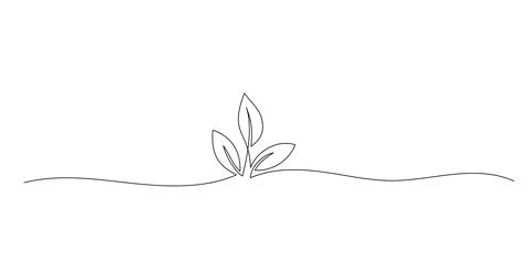Growing sprout one continuous line art hand drawn.Vector illustration. Stock Illustration