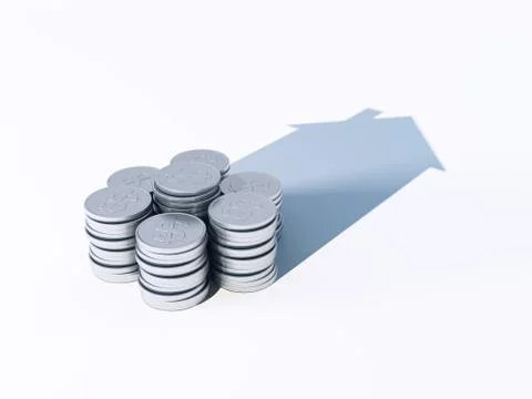 Growing stack of coins for finance and banking concept, 3d rendering Stock Illustration