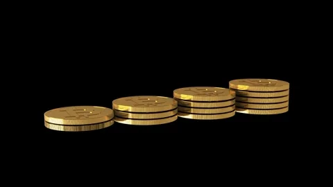 Growing stack of coins gold bitcoin icon for video animation 스톡 동영상 309541952