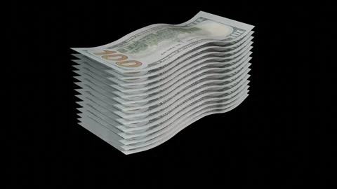 Growing stack of money dollars, on a black background symbol, concept of growing Stock Footage 292657217