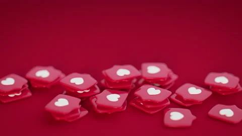 Growing stacks of like icons stop motion styled 3D render animation Stock Footage 165648917