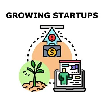 Growing startups business development and marketing strategy Illustrazione stock