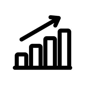 Growing stats icon line isolated on white background. Black flat thin icon .. Stock Illustration