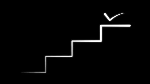 Growing steps and success symbol appearing on black background symbolizing .. Stock Footage 336476053