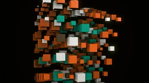 Growing tower of cubes. Animation. Abstract tower of colorful cubes appearing in Stock Footage 144496511