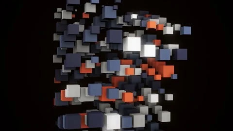 Growing tower of cubes. Animation. Abstract tower of colorful cubes appearing in Stock Footage 144626657