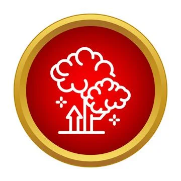 Growing tree environmental icon on a red button 库存插图