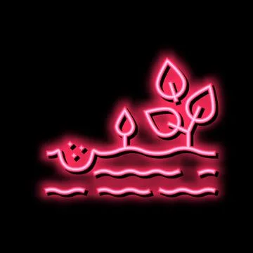 Growing tree neon glow icon illustration Stock Illustration
