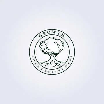 Growing tree, root, blossom logo vector illustration design Stock Illustration