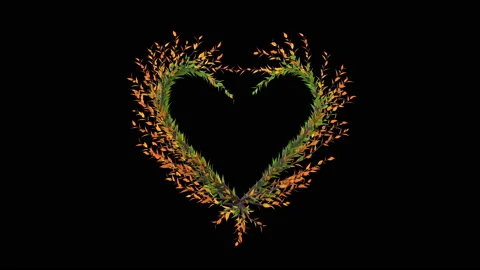Growing Tree in a shape of Heart. Unrolling growing animation. Alpha Channe.. Video stock 236173926