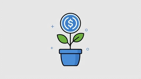 Growing USDC Crypto Plant Concept Animation Stock Footage 340490875