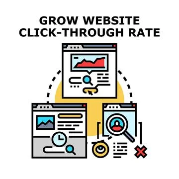 Growing website click through rate digital marketing concept Stock Illustration