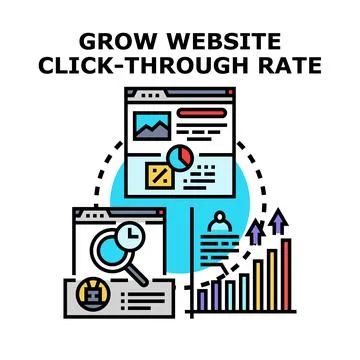Growing website click through rate vector concept Stock Illustration