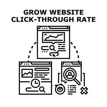 Growing website click through rate digital marketing concept Stock Illustration