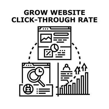 Growing website click through rate vector concept Stock Illustration