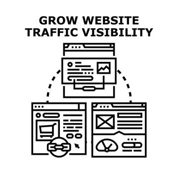 Growing website traffic and visibility concept vector Stock Illustration