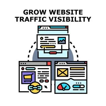 Growing website traffic and visibility concept vector Stock Illustration