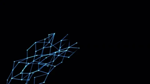 Growing Wireframe, Connected Dots Animation - Loop Blue Stock Footage 77640957