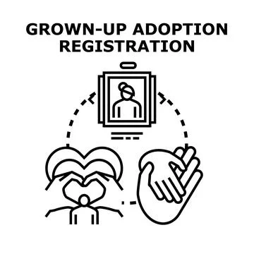 Grown up adoption registration process forming new family Stock Illustration