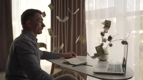 A grown man tosses up a stack of 100 dollar bills. Family budget. Breakdown 스톡 동영상 162505768