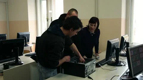 Grown up pupils in the IT class Stock Footage 27814457