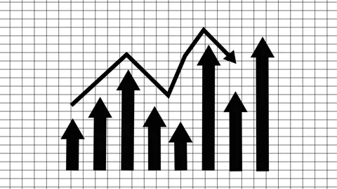 Growth and Decline Arrows on Grid Background, Animated Infographic Business.. Video stock 310198928
