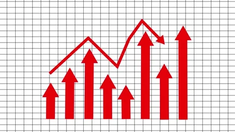 Growth and Decline Arrows on Grid Background, Animated Infographic Business.. Stock Footage 310198932
