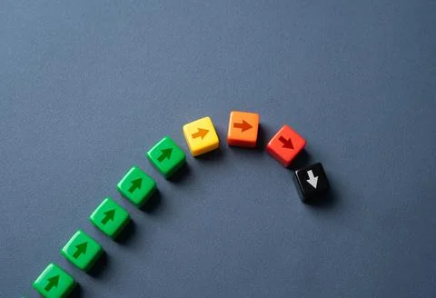 Growth and decline chart. Boost pulse decay, contraction and fall. Falling de Stock Photos