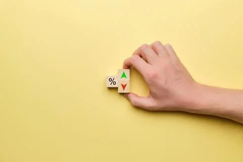 Growth and decrease in the bank interest rate Stock Photos