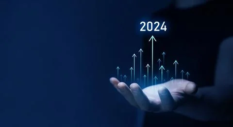Growth and development chart of company in new year 2024. Planning,opportun.. Illustration
